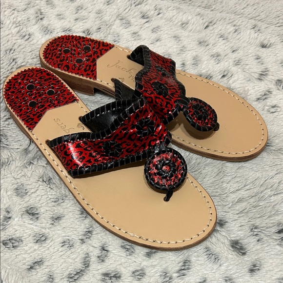 Jack Rogers Women's Red and Black Leopard Sandals - Picture 3 of 3